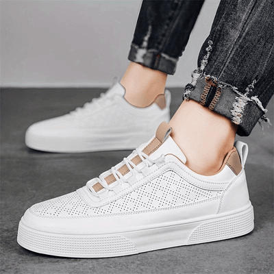 Sneakers mode, baskets blanches confortables, chaussures sport avec semelle ergonomique pour un style streetwear et urbain