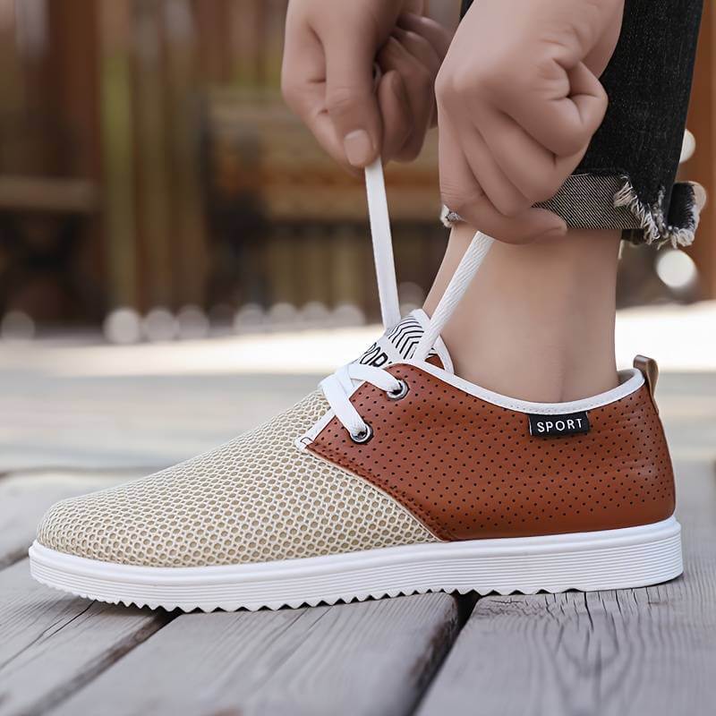 Baskets homme tendance en maille respirante, sneakers femme et chaussures homme sport avec semelle orthopédique. Parfaites pour un look streetwear ou un cadeau anniversaire homme.