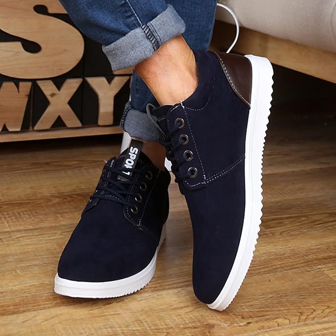 Chaussures homme en daim bleu marine, baskets sneakers Royal Crest au design élégant, idéales pour un look casual, business ou sport chic